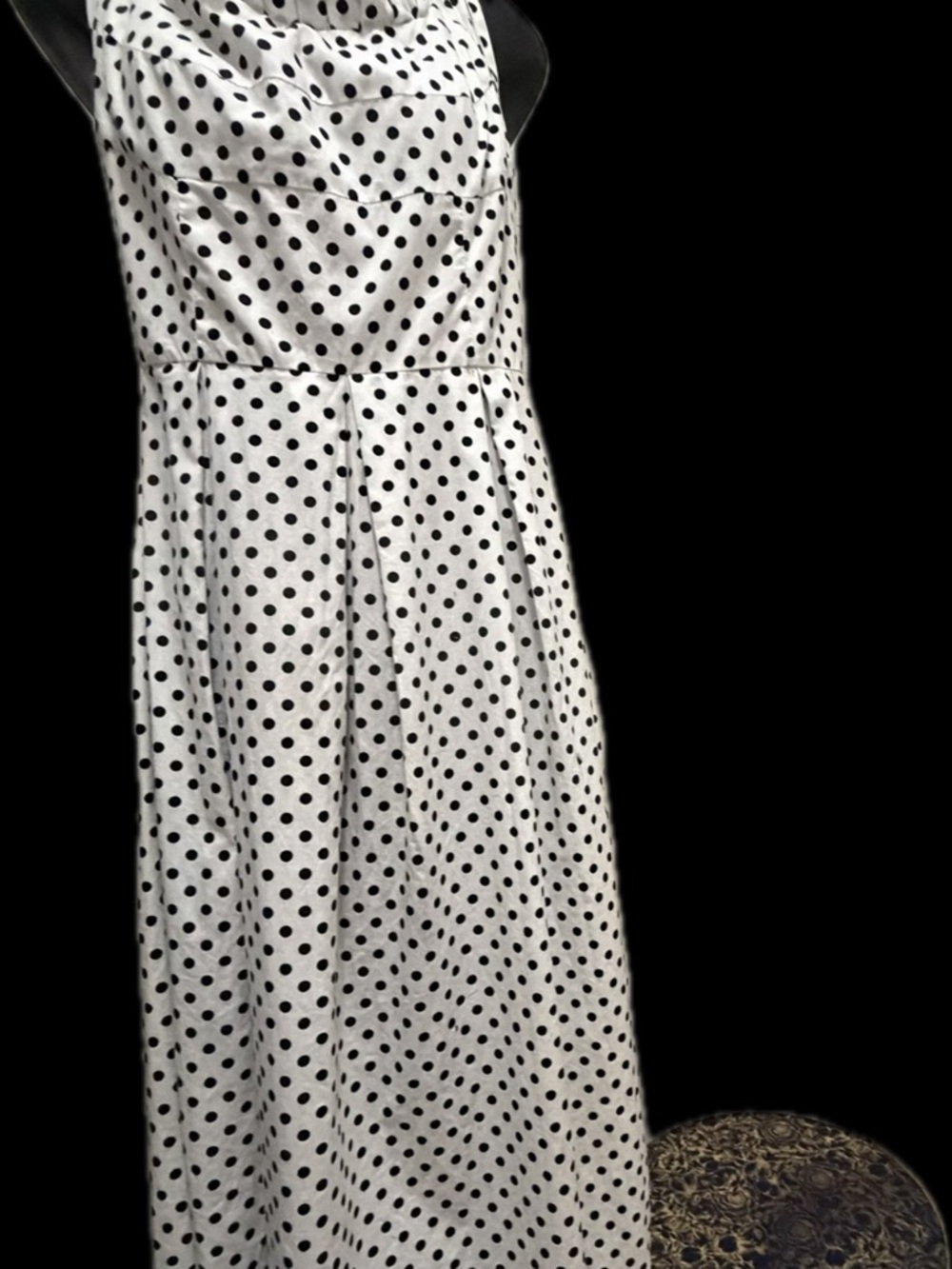 new directions White Maxi Dress with Black Polka Dots